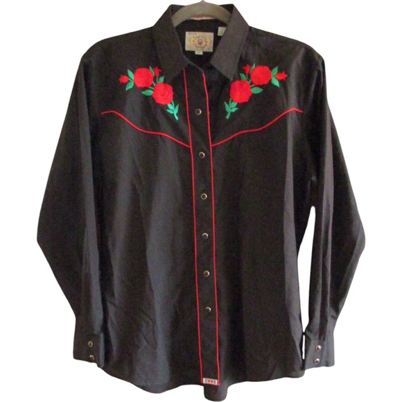 Ely Country Charmer American Rose Western Shirt  Rose Embroidery - Picture 1 of 10